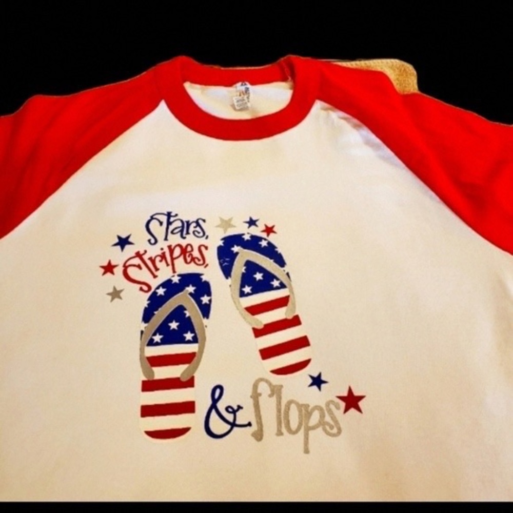 Alstyle Red & White Classic Raglan Tee